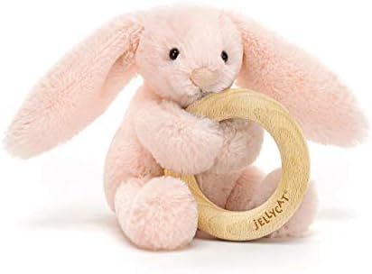 Jellycat Bashful Blush Bunny Wooden Ring Baby Rattle Teething Toy | Amazon (US)