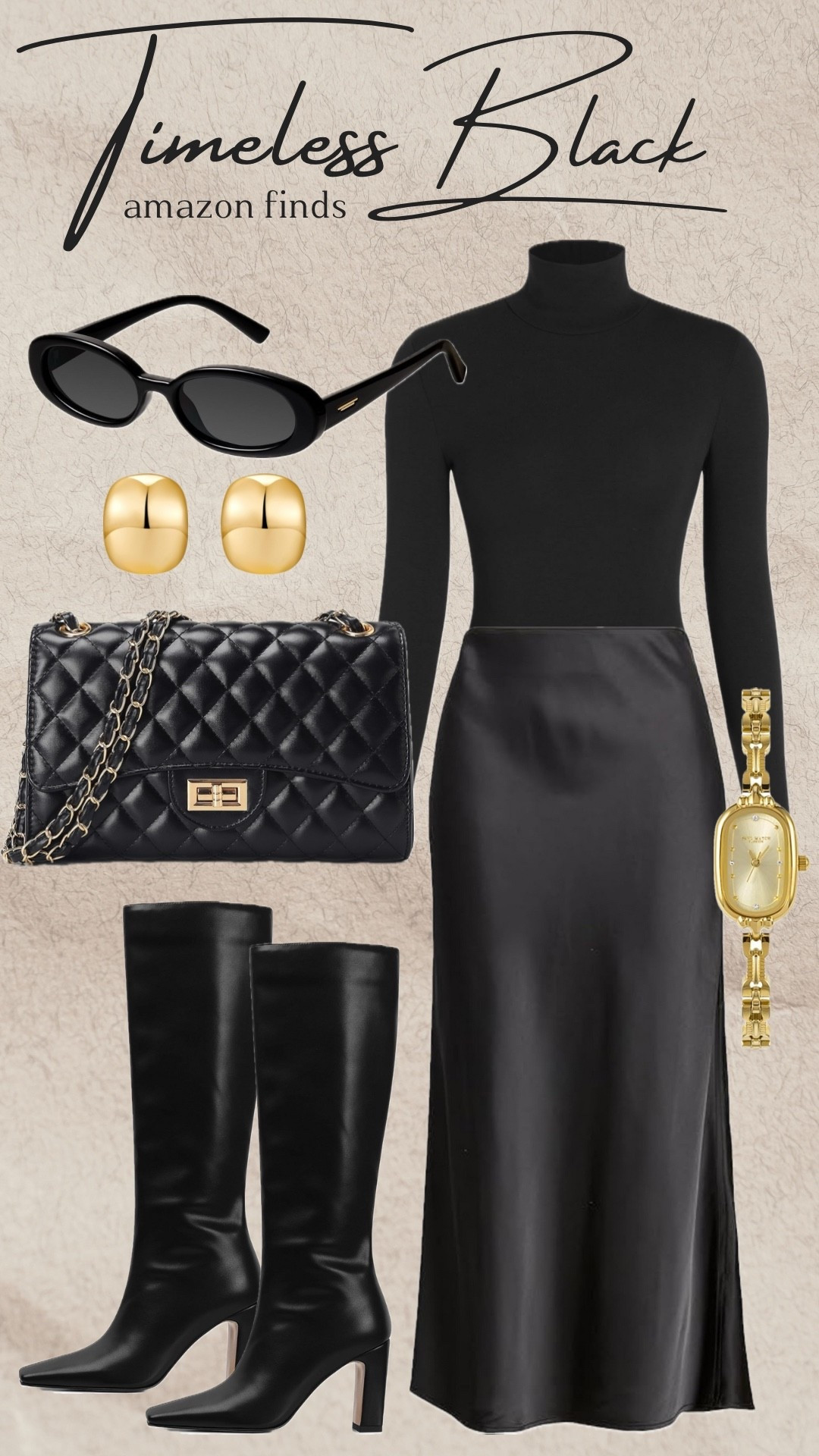 An all black look that’s perfect for fall 🍂 A satin skirt paired with a fitted turtleneck and knee-high boots is such an easy way to look chic without overthinking it. This is one of my go-to fall outfits when I want something sleek and timeless. Linking all the Amazon finds below so you can recreate this fall fashion look 🖤 #fallfashion #falloutfit #LTKamazon

#LTKWorkwear #LTKFindsUnder100 #LTKFallSale