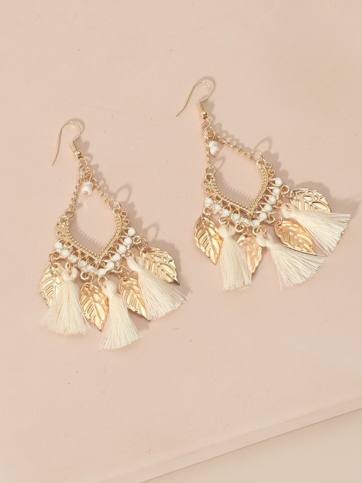 Tassel & Leaf Drop Earrings | SHEIN