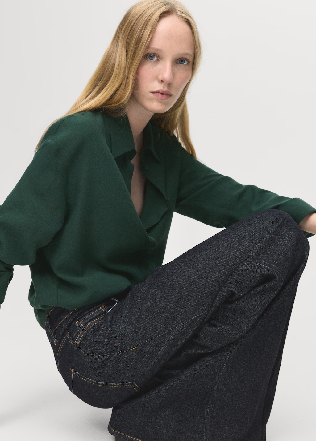 Lyocell shirt with hidden buttons | Mango (US/MX/AU)