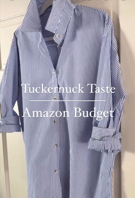 ✨Heres a cute Amazon find for you! ✨
TUCKERNUCK TASTE ==> 
AMAZON BUDGET 

💙 classic blue and white striped button down
💙 wear it alone or layered

#LTKstyletip #LTKfindsunder50