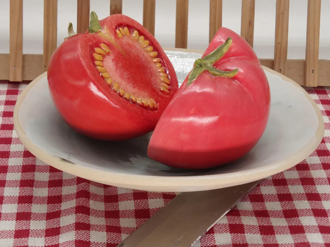 Handmade Ceramic Realistic Tomato Sculpture, 2 half pieces, Fake Food Decor, Mediterranean Kitche... | Etsy (US)