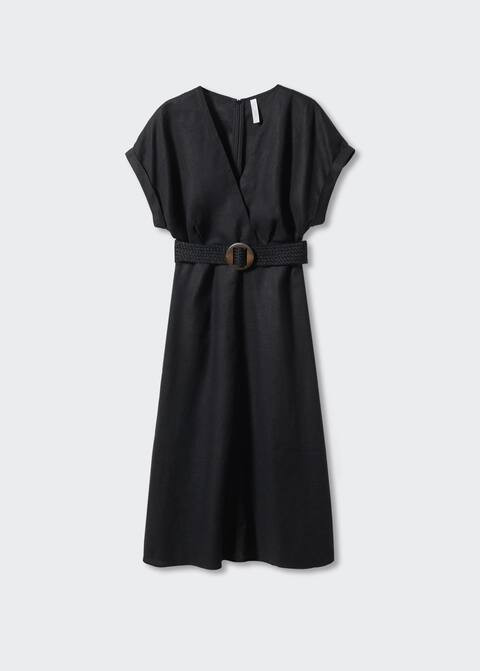 Belt linen dress | MANGO (UK)