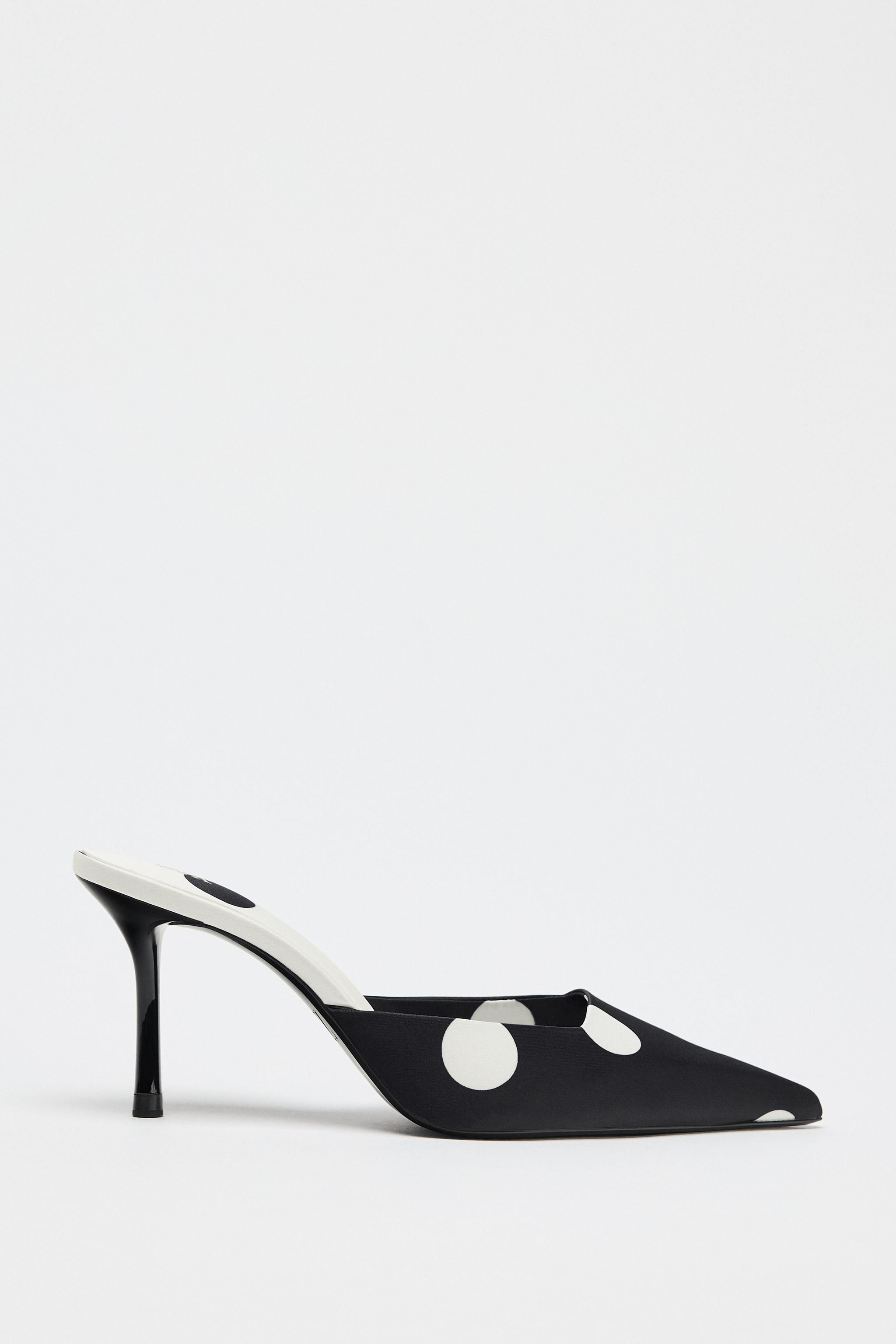 SATIN FINISH POLKA DOT SLINGBACK PUMPS | Zara US