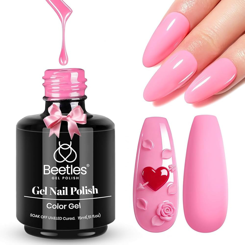 Beetles Pink Gel Polish - Flamingo Feather 15ML/0.51Fl Oz, Light Pink Gel Nail Polish, Soak Off U... | Amazon (US)