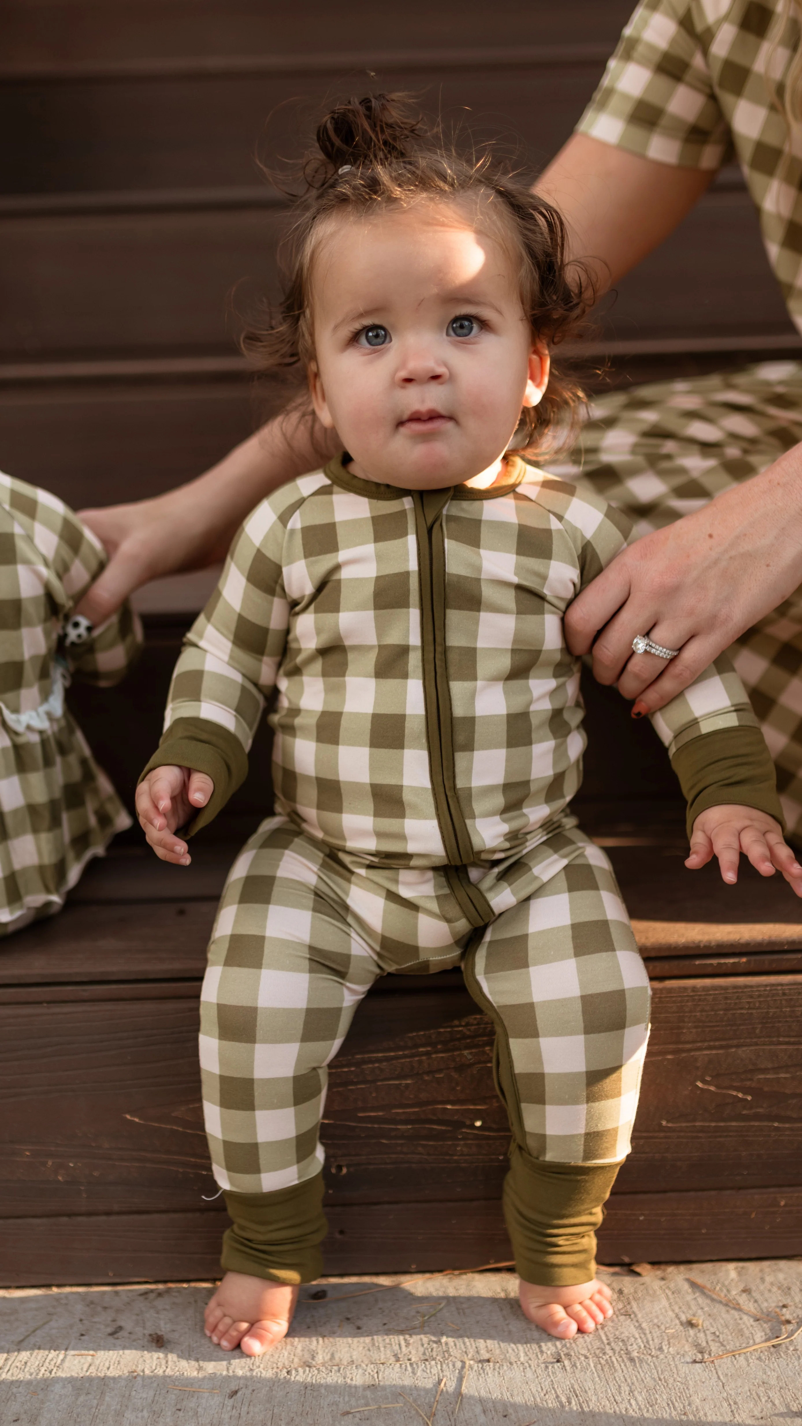 Infant Romper in Green Gingham | Silks Design