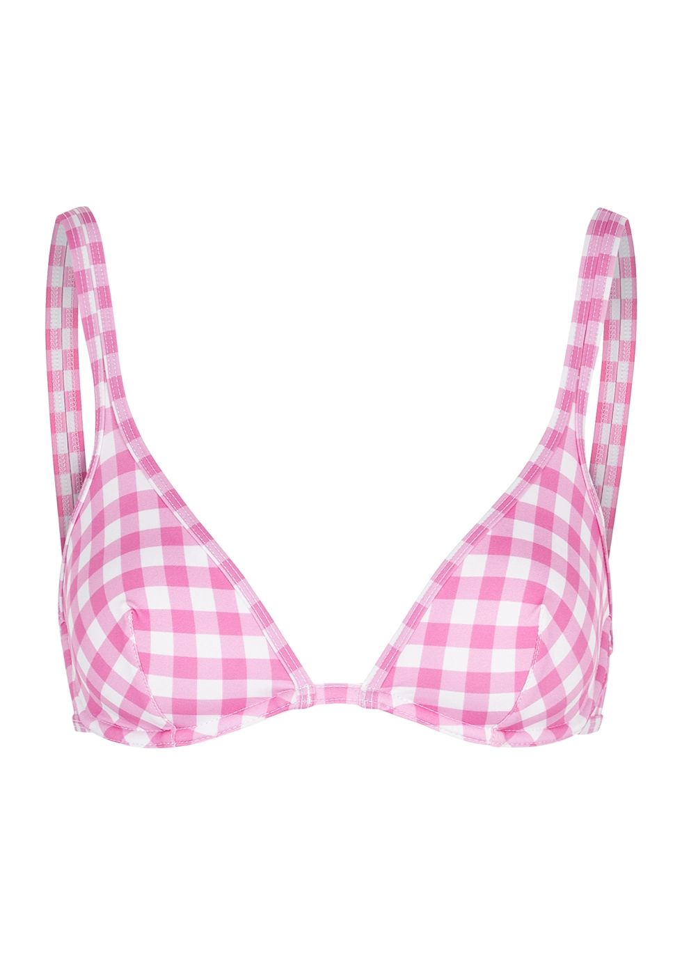 Pink gingham bikini top | Harvey Nichols US