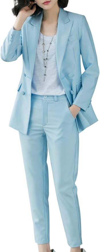 LISUEYNE Women’s Two Pieces Blazer Office Lady Suit Set Work Blazer Jacket and Pant | Amazon (US)