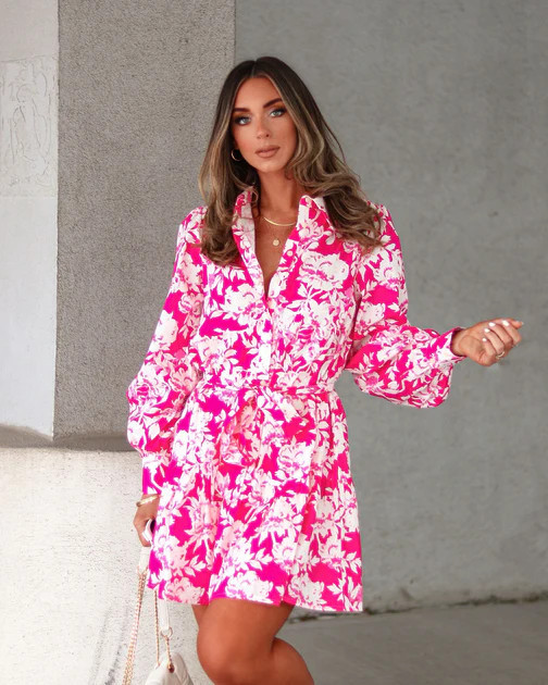 Girl In The Tropics Floral Cotton Mini Dress - Pink - FINAL SALE | VICI