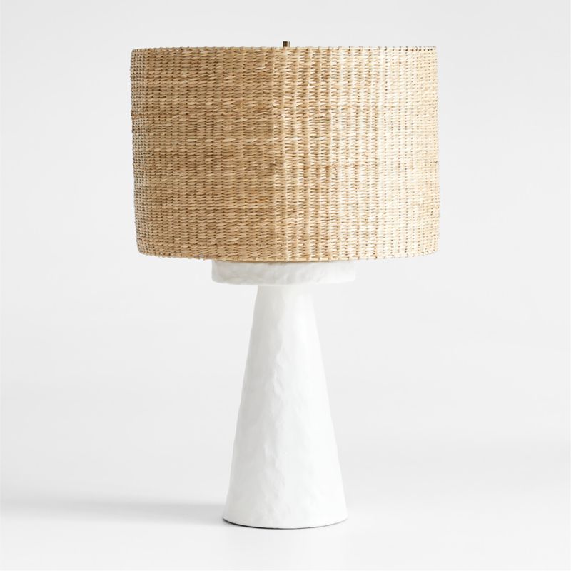 White Ceramic Table Lamps with Woven Shade by Leanne Ford | Crate & Barrel | Crate & Barrel