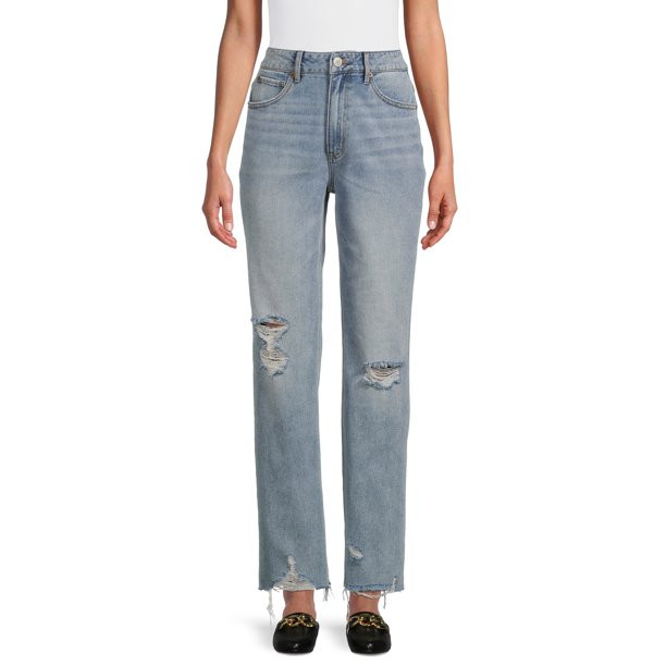 No Boundaries Juniors' High Rise Straight Jeans - Walmart.com | Walmart (US)