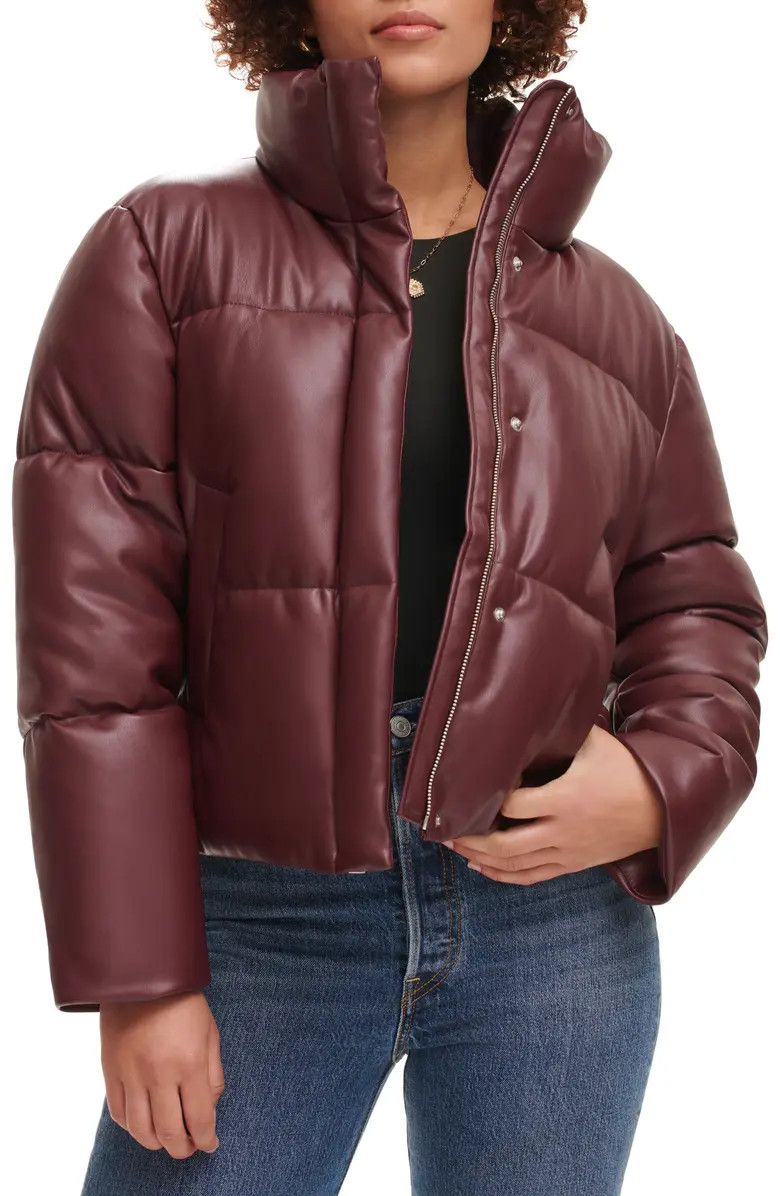 Water Resistant Faux Leather Puffer Jacket | Nordstrom