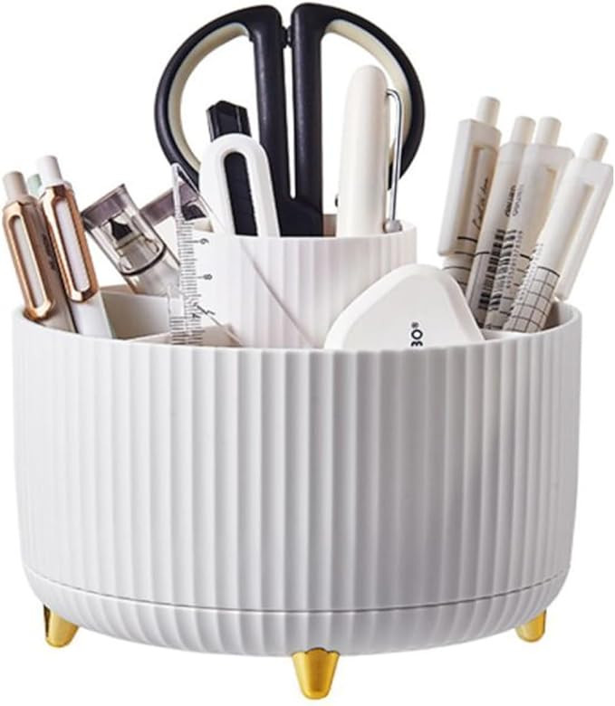 Desk Pencil Pen Holder, 5 Slots 360°Degree Rotating Pencil Pen Organizers for Desk, Desktop Stor... | Amazon (US)