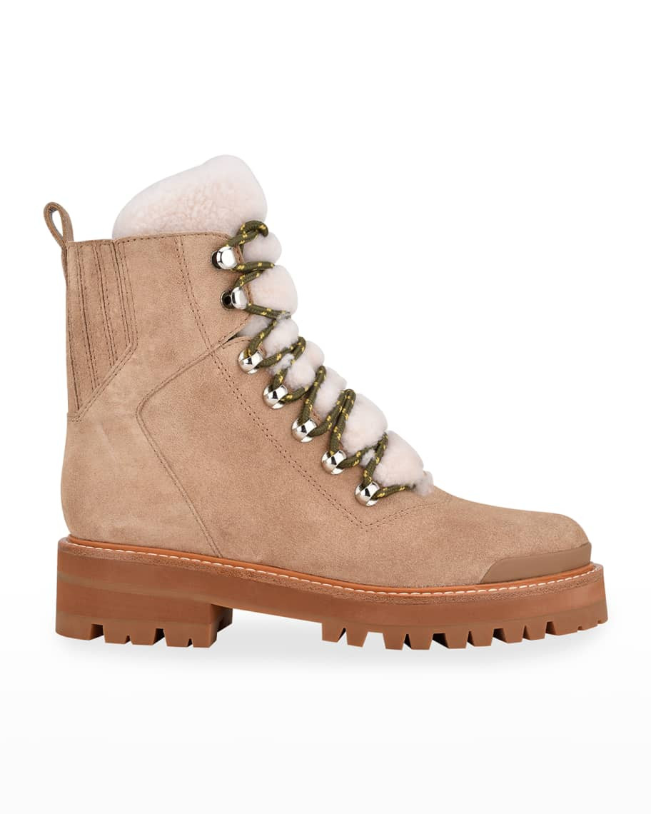 Lizzie Leather Shearling Winter Booties | Neiman Marcus