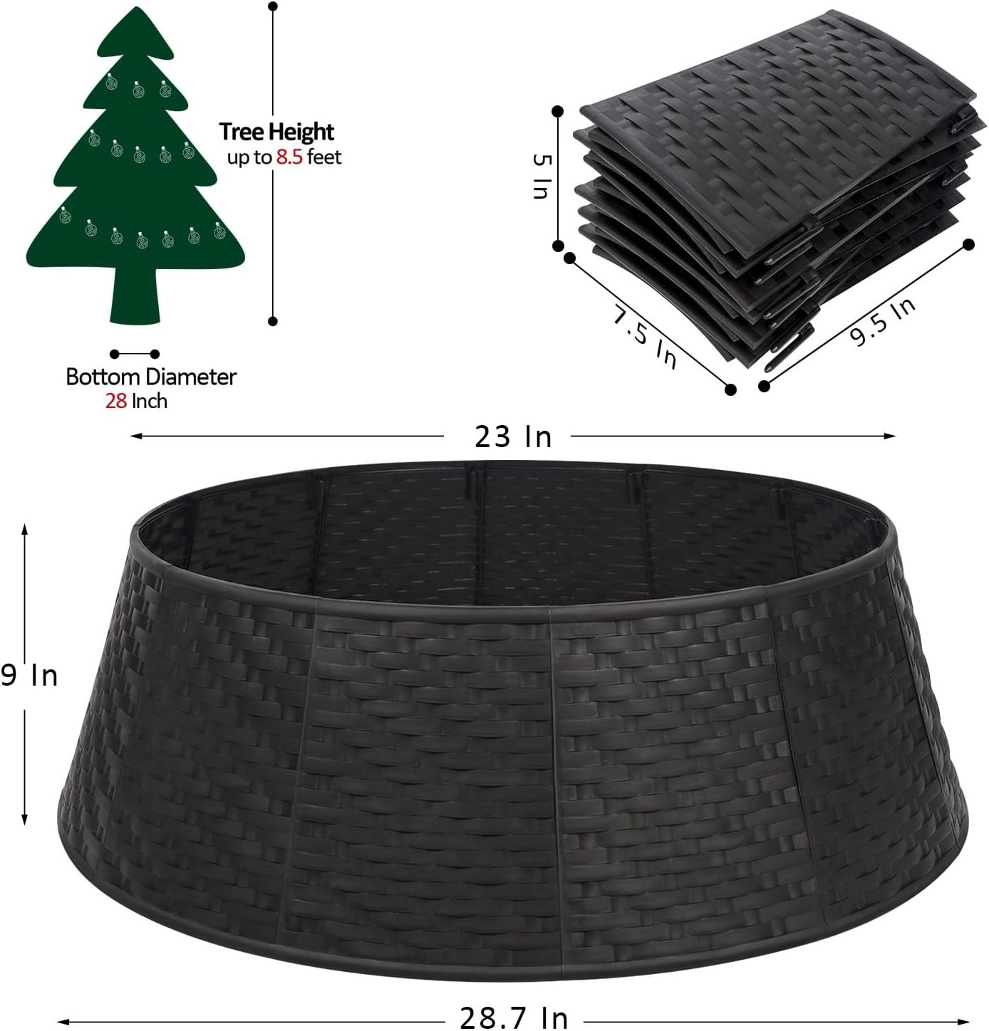 Blissun Christmas Tree Collar, 28.7" D Round Plastic Christmas Tree Ring, Christmas Tree Skirt fo... | Amazon (US)