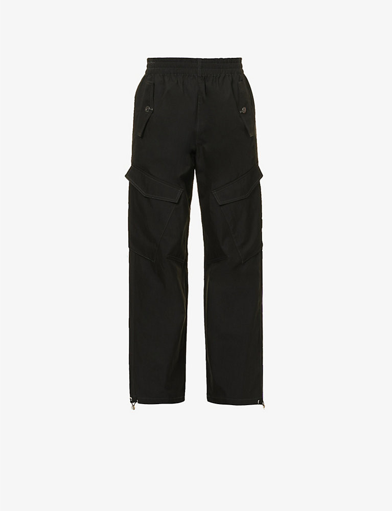 Latch contrast-stitch wide-leg mid-rise cotton-blend trousers | Selfridges