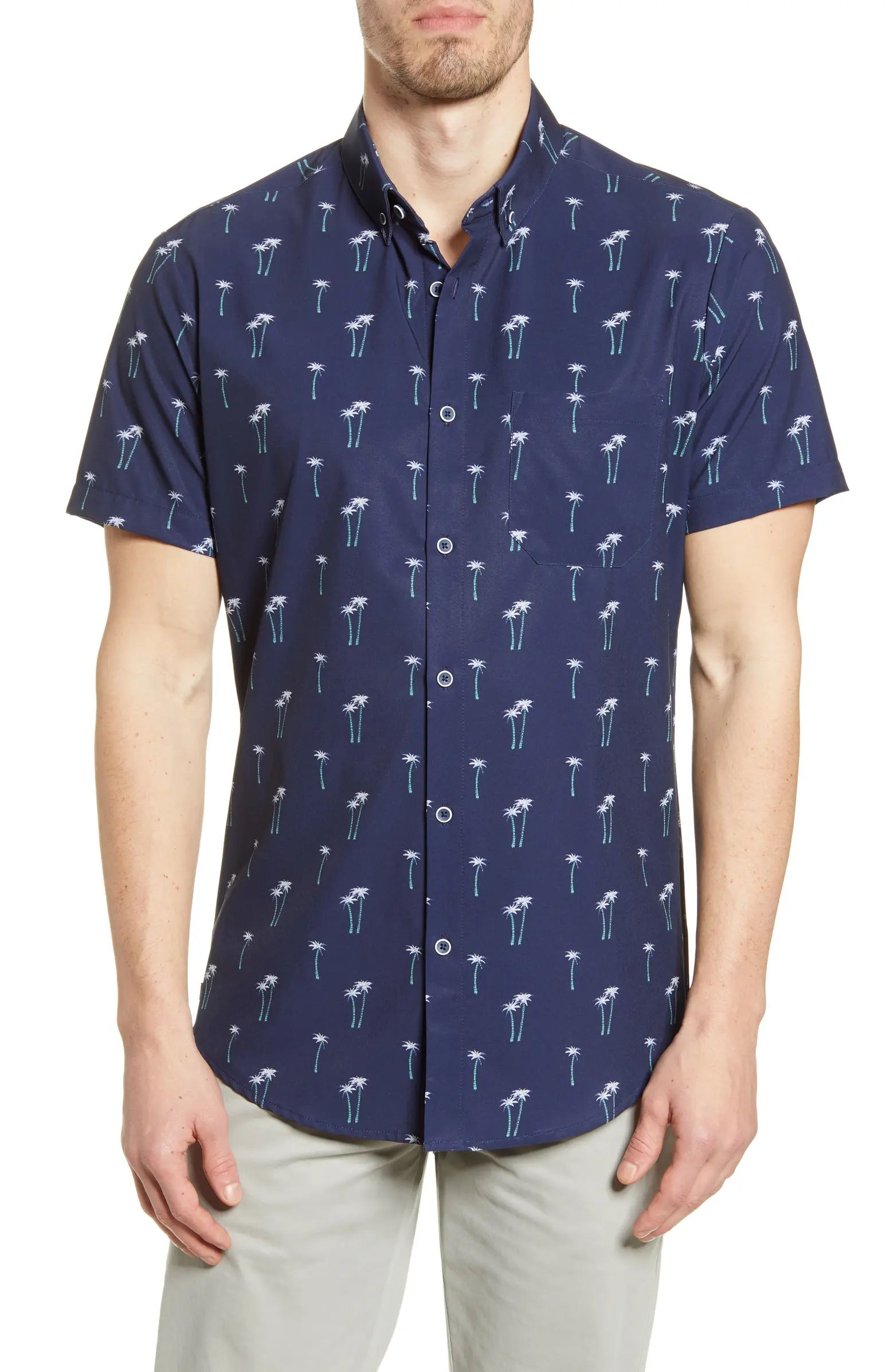 Leeward Trim Fit Short Sleeve Button-Down Performance Shirt | Nordstrom