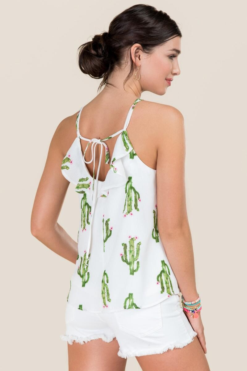 Arielle Cactus Ruffle Tank | Francesca’s Collections