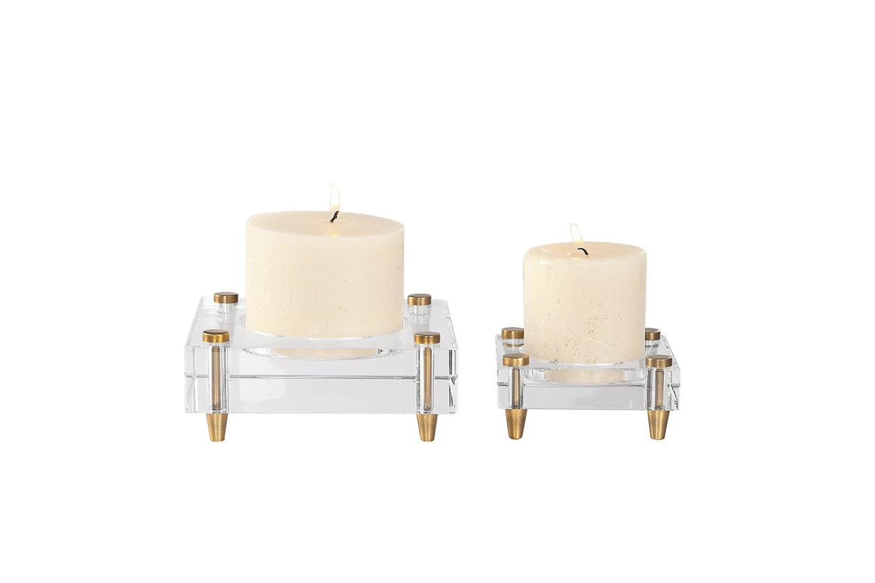 Uttermost Claire Crystal Block Candleholders (Set of 2) | Ashley Homestore