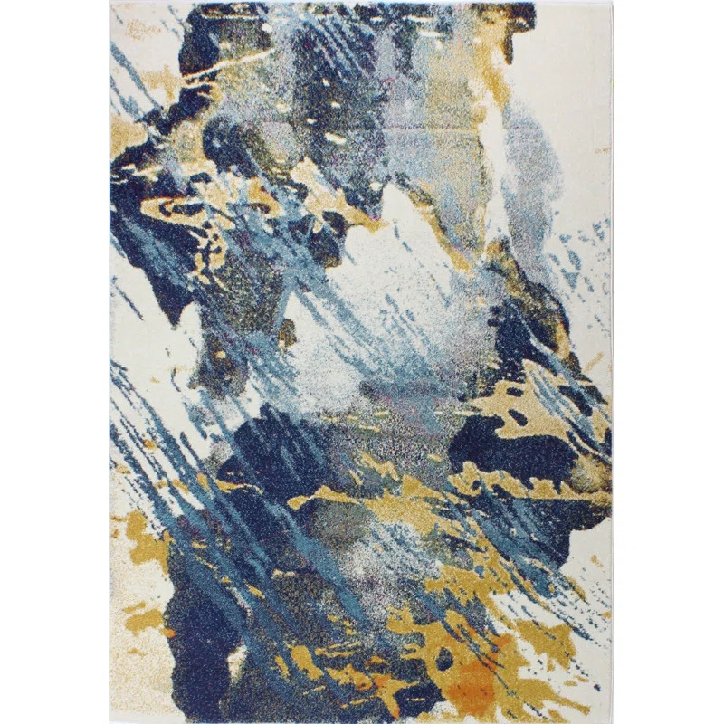 Coughlin Abstract Ivory/Blue Area Rug | Wayfair North America