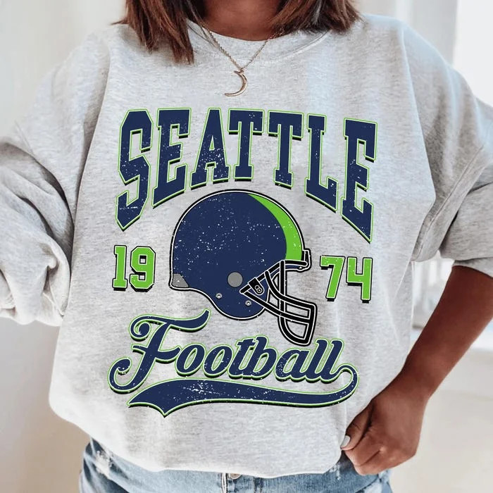 Seattle Football Vintage Sweatshirt T-Shirt, Seattle Seahawk Football Sweatshirt | Walmart (US)