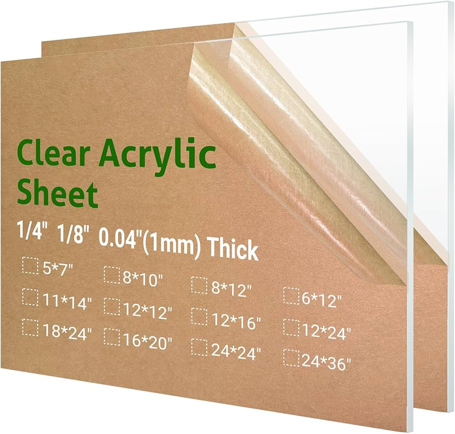 2 Pieces 6” x 12” Clear Acrylic Sheet Plexiglass - 1/8”(3mm) Thick, Use for Craft Projects,... | Amazon (US)