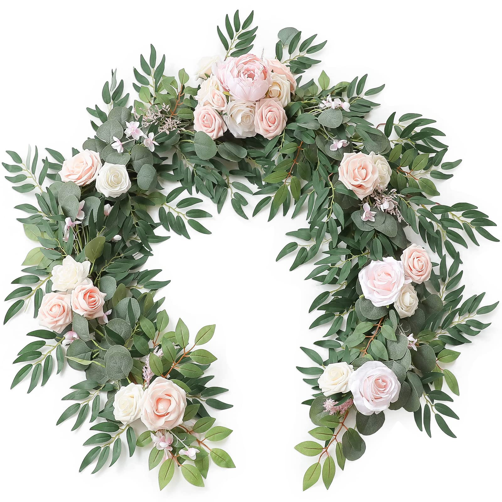 Floroom 6ft Artificial Eucalyptus Garland with Flowers Fake Greenery Faux Floral Vine Garland for... | Amazon (US)