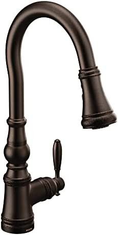 Moen Weymouth Oil Rubbed Bronze One-Handle Traditional Pulldown Kitchen Faucet with Power Boost, ... | Amazon (US)