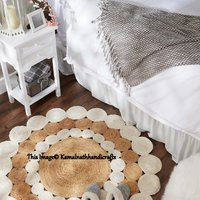 Natural Jute Braided Round Rug, Designer Bohemian Area Eco Friendly Fall Decor Boho Handmade Rug | Etsy (US)