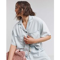 Lightweight Denim Boxy Cropped Shirt | Simply Be (UK)