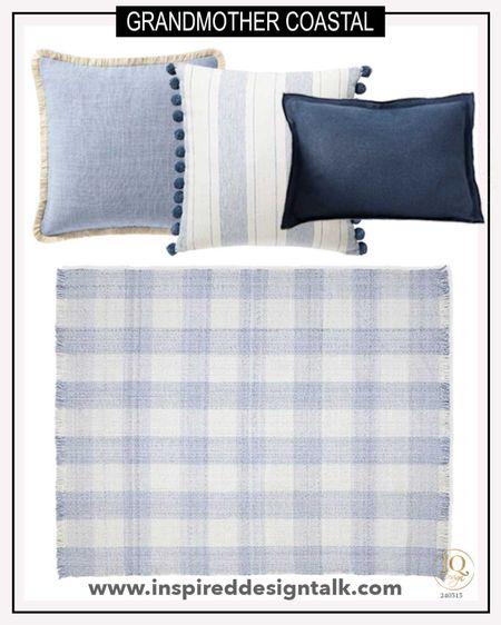 Blue and white pillows, navy linen lumbar pillow, blue and white gingham rug  

#LTKSeasonal #LTKstyletip #LTKhome