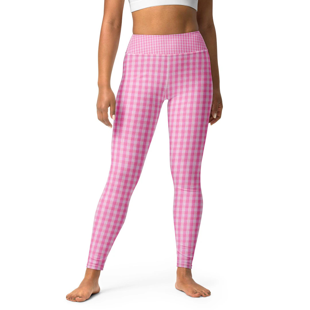 Pink Gingham Yoga Leggings: Super Soft Stretchy Activewear | Etsy (US)