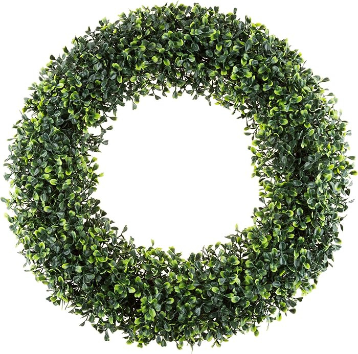Pure Garden 19.5-Inch Boxwood Wreath - Round UV Resistant Artificial Spring, Summer, Fall, or Win... | Amazon (US)