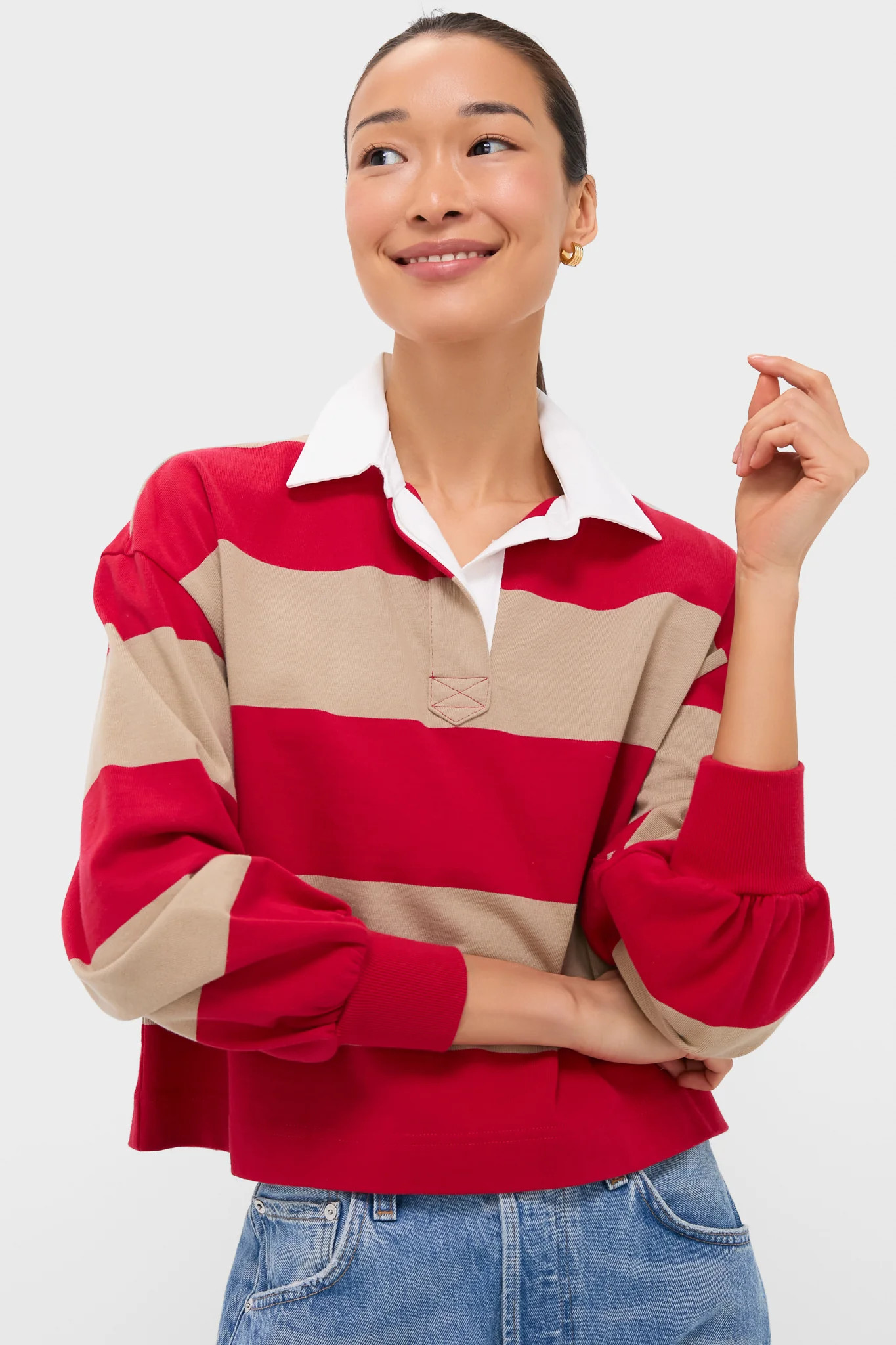 Khaki and Red Stripe Swiftie Rugby Polo | Tuckernuck (US)