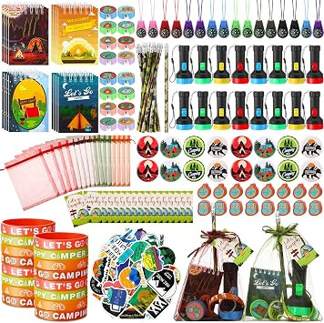 210 Pcs Camping Party Favors Camper Birthday Party Decoration Notepad Pencil Sharpener Eraser Bad... | Amazon (US)
