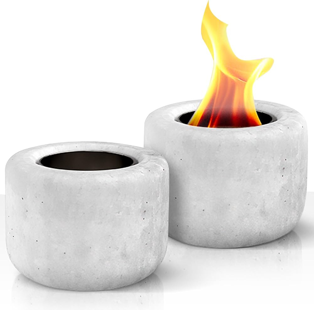 brann. Pack of 2 Tabletop fire Pit, Indoor/Outdoor Personal Mini Concrete Table top rubbing Alcoh... | Amazon (US)