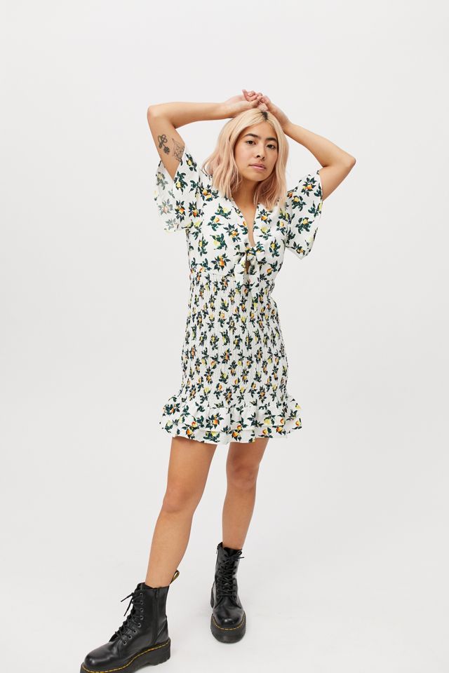Glamorous Plunging Tie-Front Mini Dress | Urban Outfitters (US and RoW)