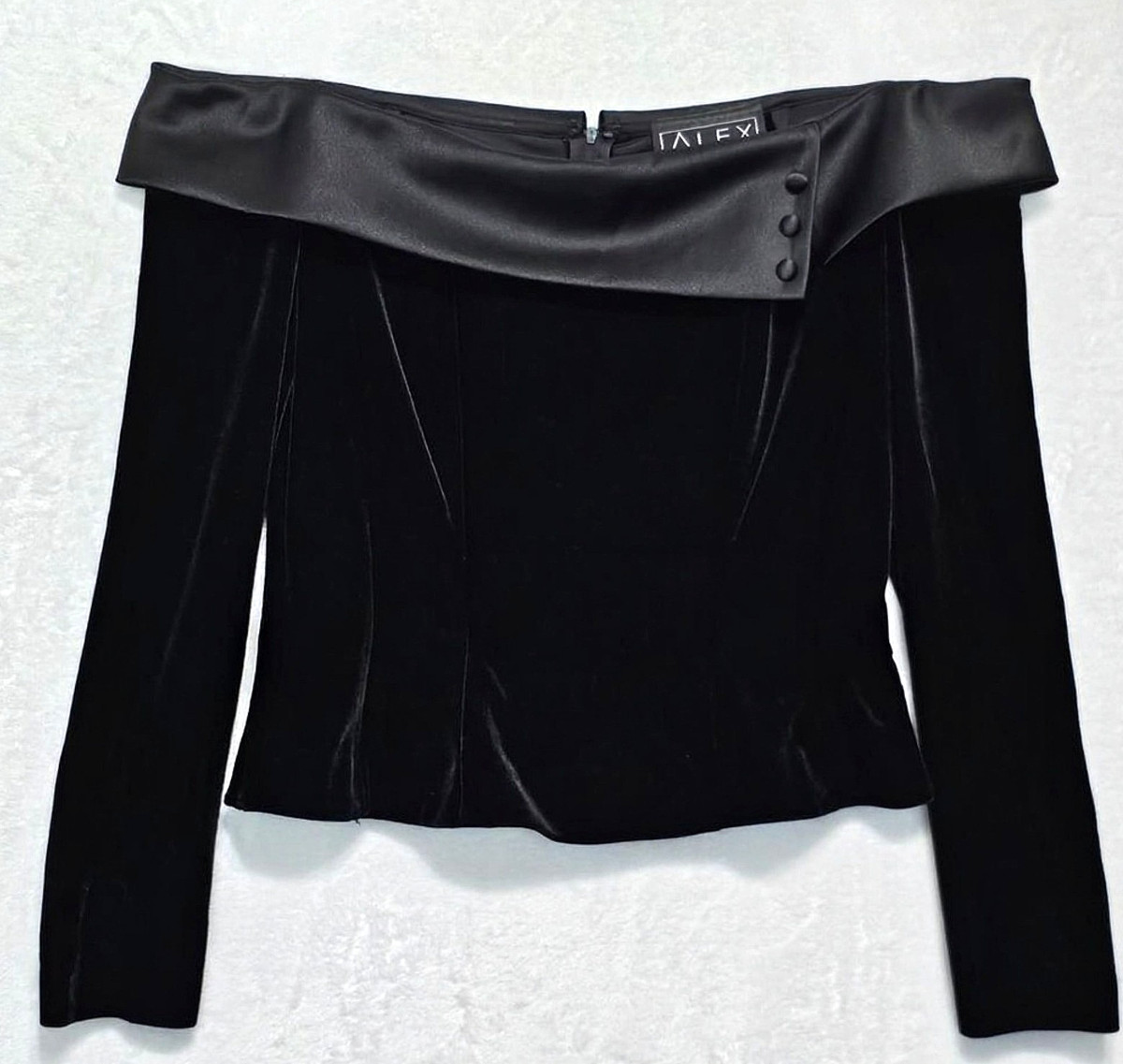 Alex Evenings Women's  XL Off Shoulder Velvet Blouse Top y2k Pin-up Long Sleeve | eBay US