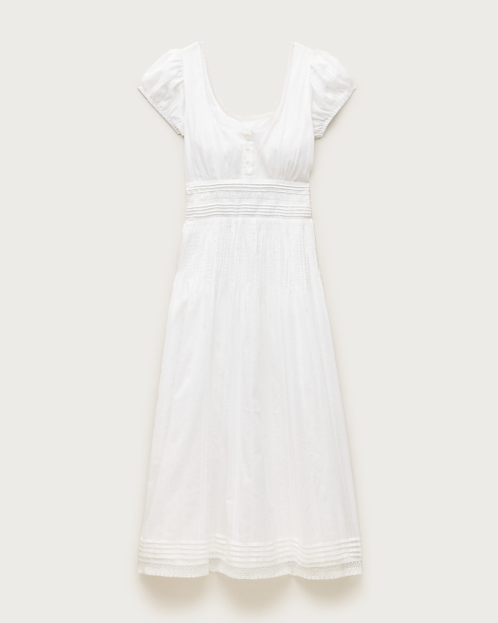 Lace-trim pintuck midi dress in cotton dobby | J. Crew US