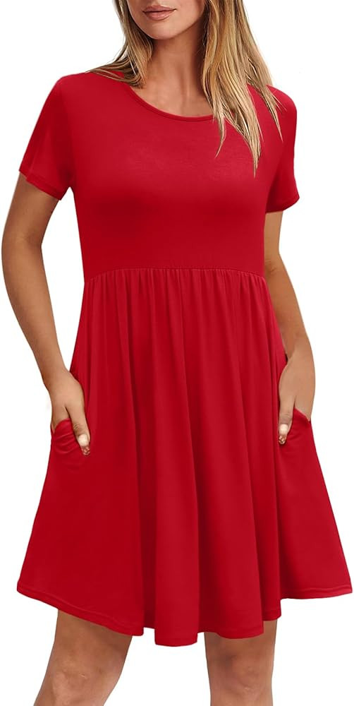 Women's Dresses Casual Crew Neck T-Shirts A-line Dress Summer Dresses for Women XS-2XL | Amazon (US)