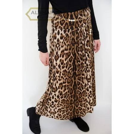 38"" Long Leopard Animal Print Skirt Women Maxi Skirts Brown Belt Included [NYQZ-747] WAIST= 38 | Walmart (US)