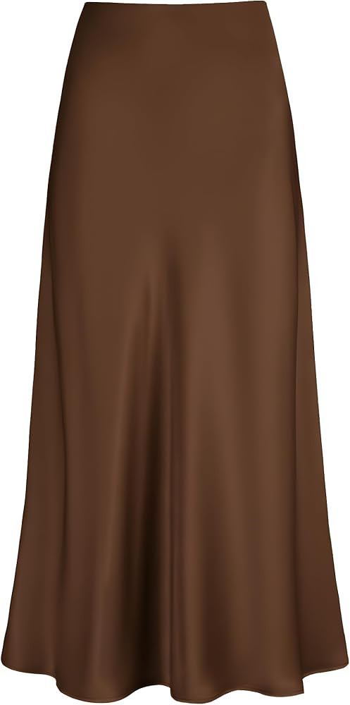 Women's Satin High Waisted Maxi Skirts A Line Silk Long Skirt | Amazon (US)