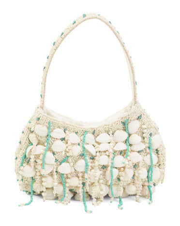Beaded Jewel Fringes Shoulder Bag For Women, Leather | TJ Maxx