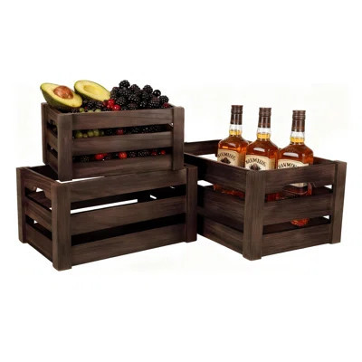 Rustic Nesting 3-piece Wooden Storage Crates | Wayfair North America
