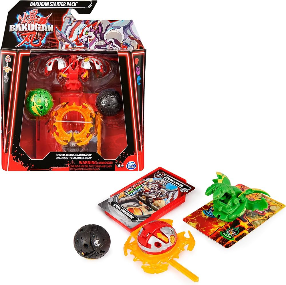 Bakugan Starter 3-Pack, Special Attack Dragonoid, Nillious, Hammerhead Customizable Spinning Acti... | Amazon (US)