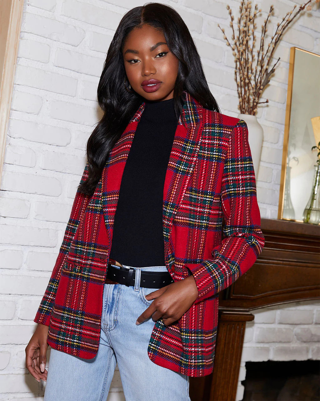 Eve Pocketed Plaid Blazer | VICI