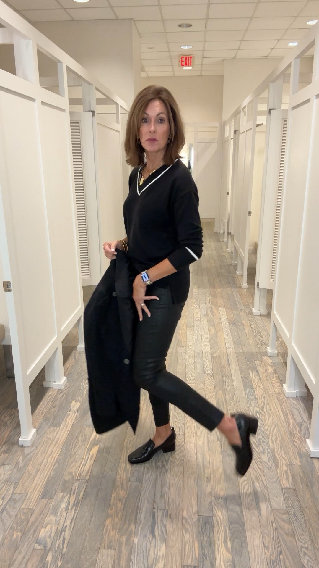Luxe knit v neck sweater - S (runs big)
Black coated denim - 29/8
Tweed Jacket - size 10

Croc loafers - 10 (they are navy but look black)
 Loafer Discount Code : Annie20

Paper clip necklaces and bracelet discount- anniek20

Fall outfit
Workwear style 


#LTKStyleTip #LTKVideo #LTKShoeCrush