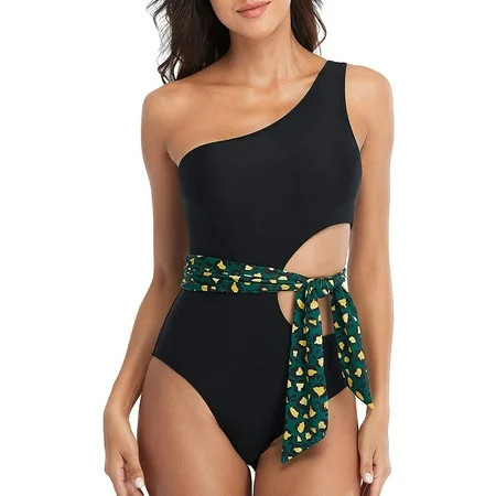 Womens Cutout Piece Swimsuits Asymmetric Shoulder Monokinis Bathing Suits | Walmart (US)