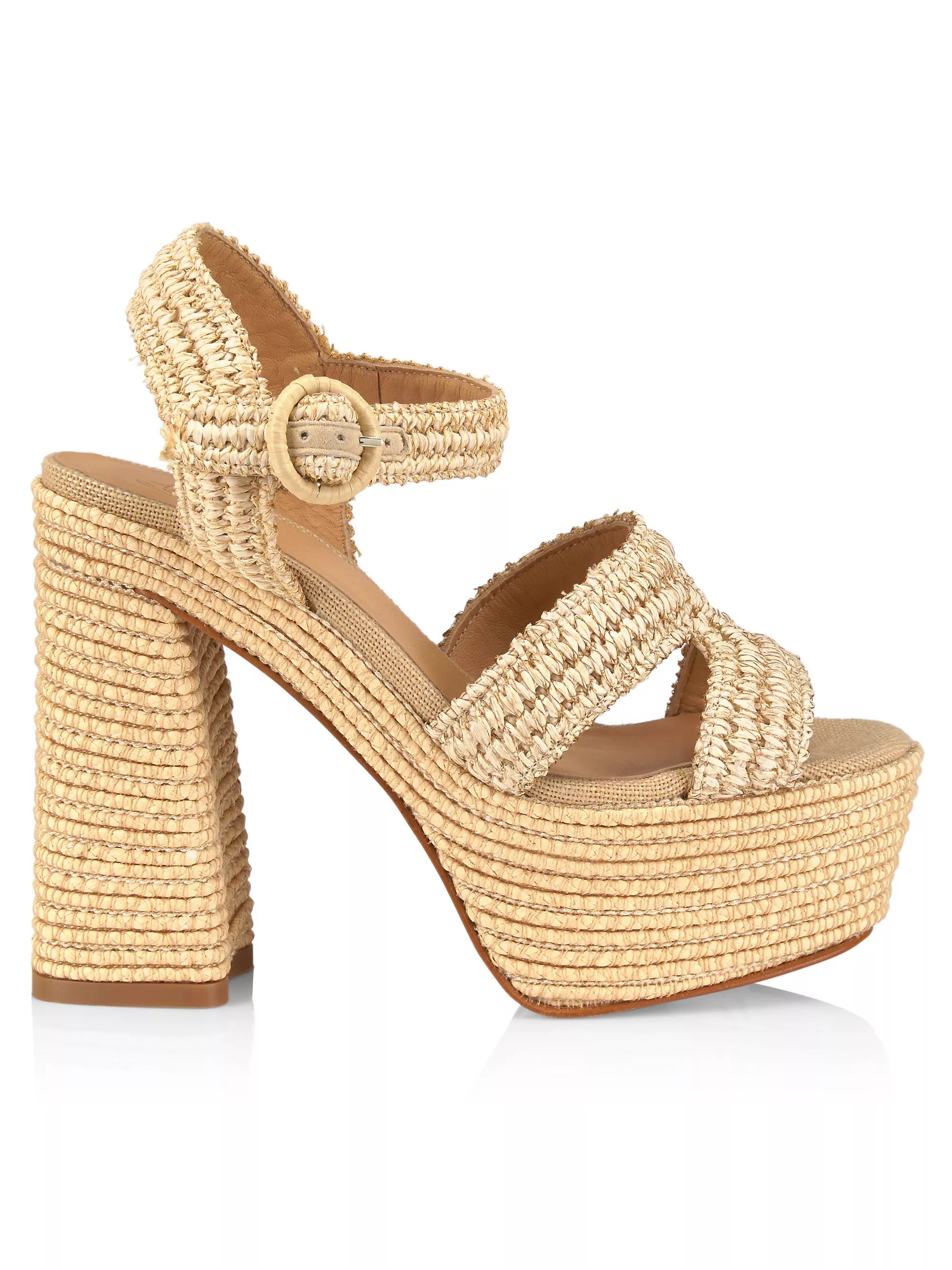 Shop Castañer Adriana Raffia Platform Sandals | Saks Fifth Avenue | Saks Fifth Avenue