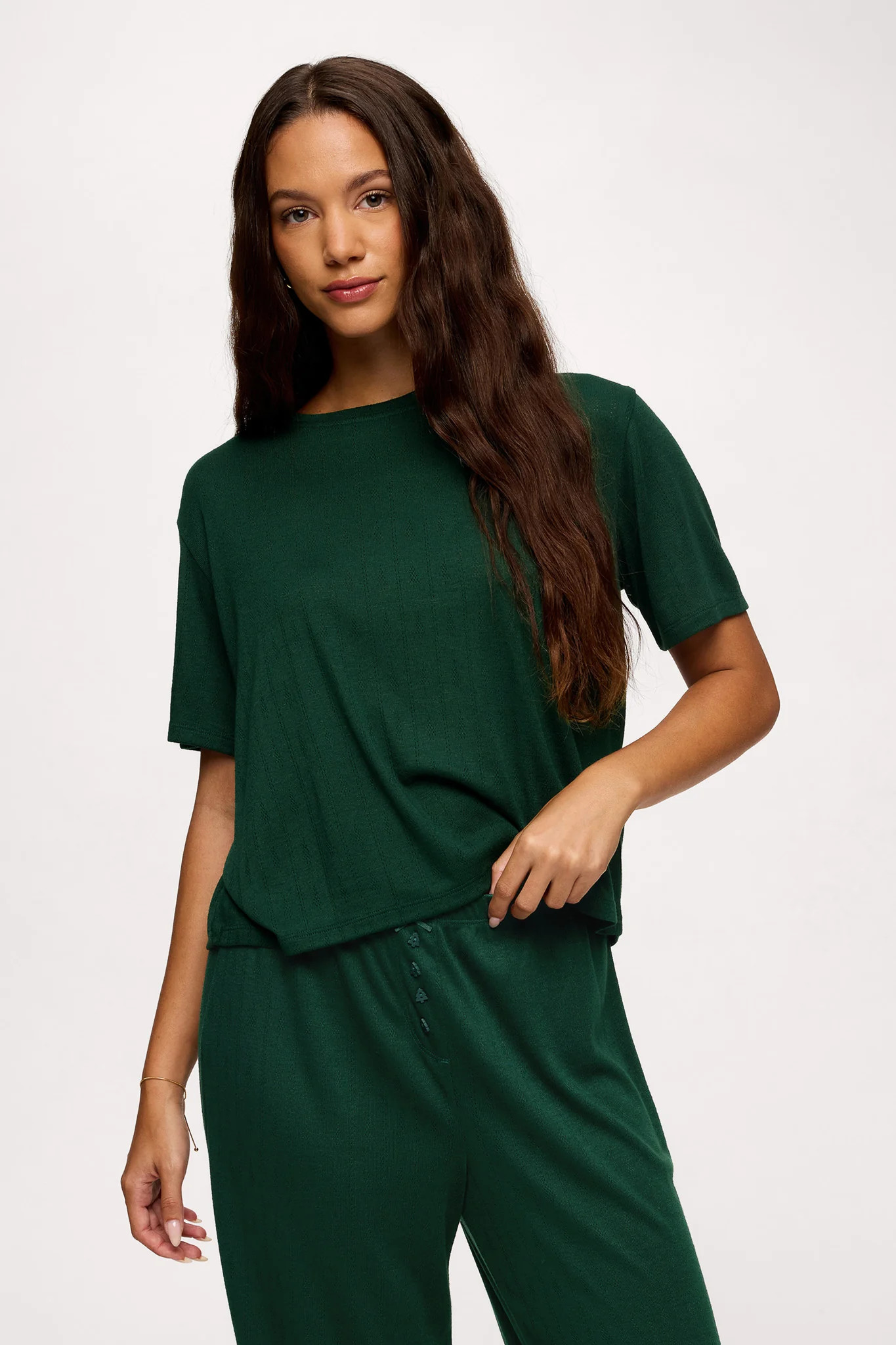 Tree Pointelle Pajama Set with Sleep Mask | nuuds